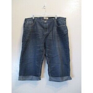Vigold Womens Sz 23/24 Capri Denim Jeans Dark Wash Roll Tab Stretch Casual